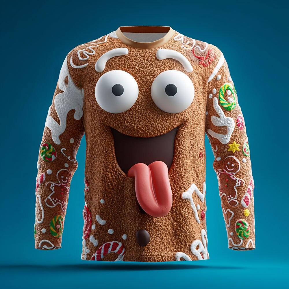 Men's Gingerbread Christmas Casual Long Sleeve T-Shirt