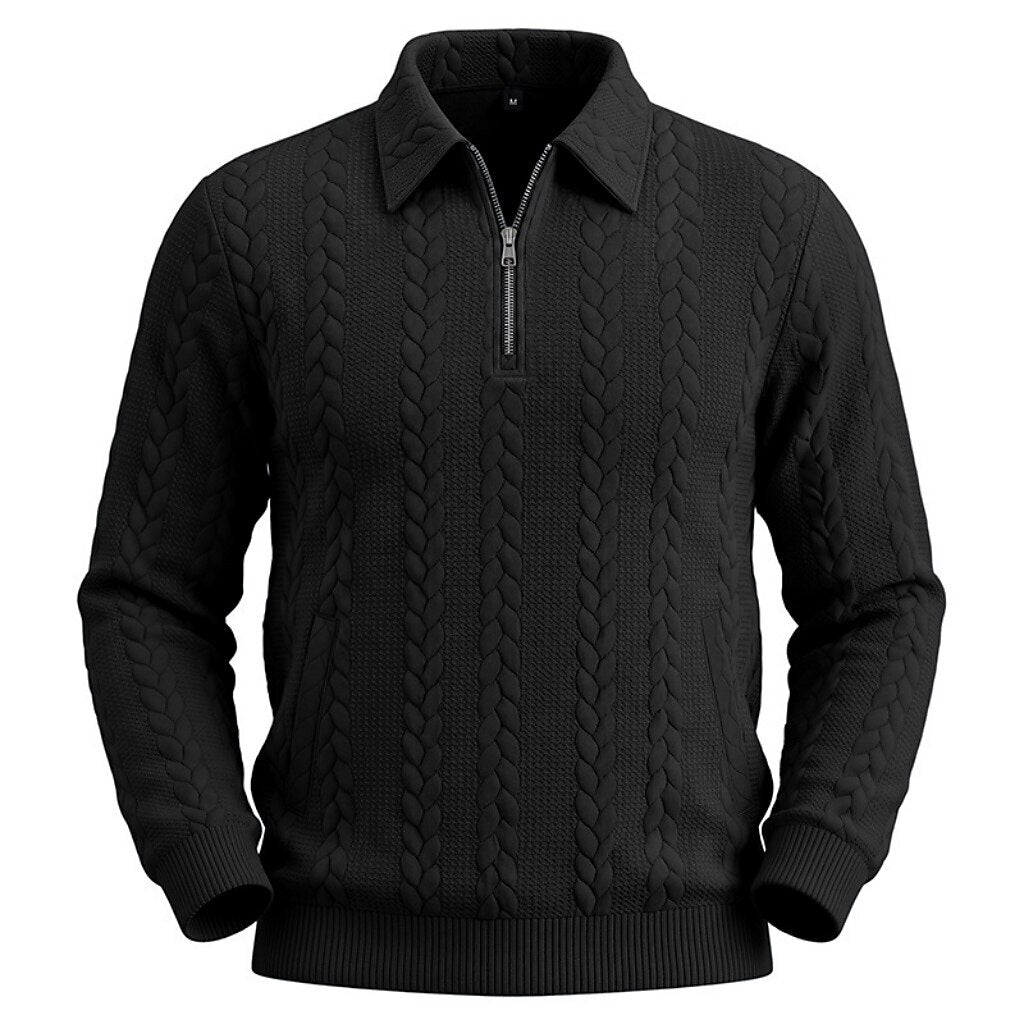 Soft Textured Jacquard Quarter Zip Polo