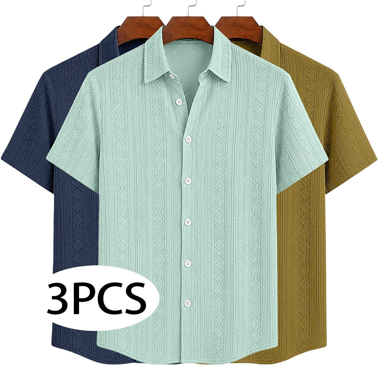 3-Pack Men's Textured Jacquard Shirts