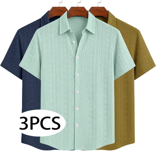 3-Pack Men's Textured Button-Down Shirts
