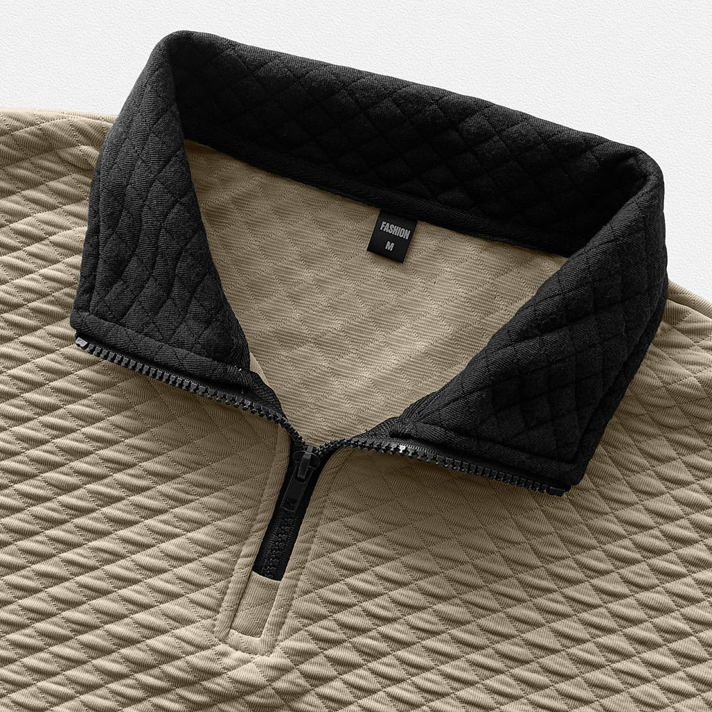Colorblock Waffle Quarter-Zip Sweatshirt