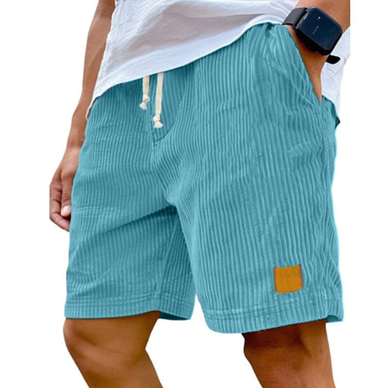 Men's Comfort Corduroy Shorts-Casual Plain Knee Length