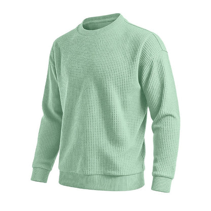 Classic Waffle Knit Crew Neck Sweatshirt