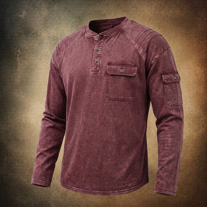 Broken-in 100% Cotton Henley Shirt