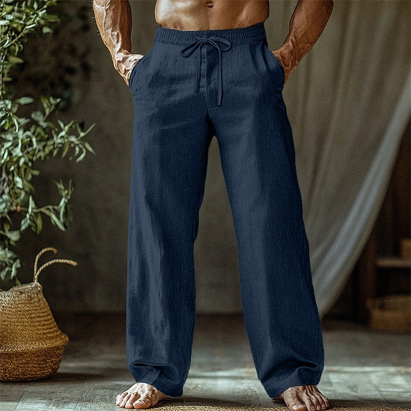 Daily Wear Linen Pants - Men's Summer Straight Leg Pants