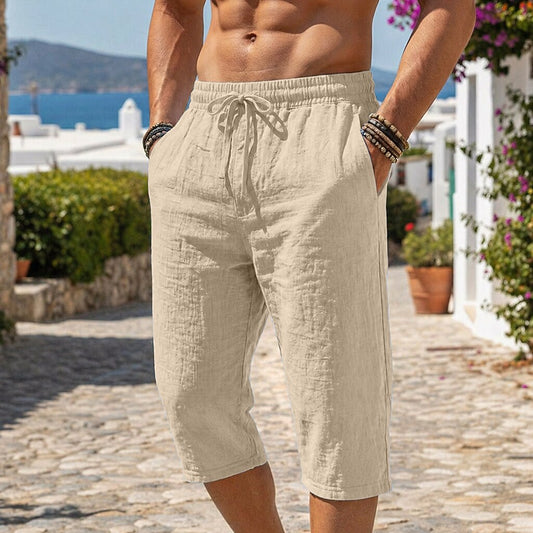 Breathable Linen Shorts With Elastic Waist
