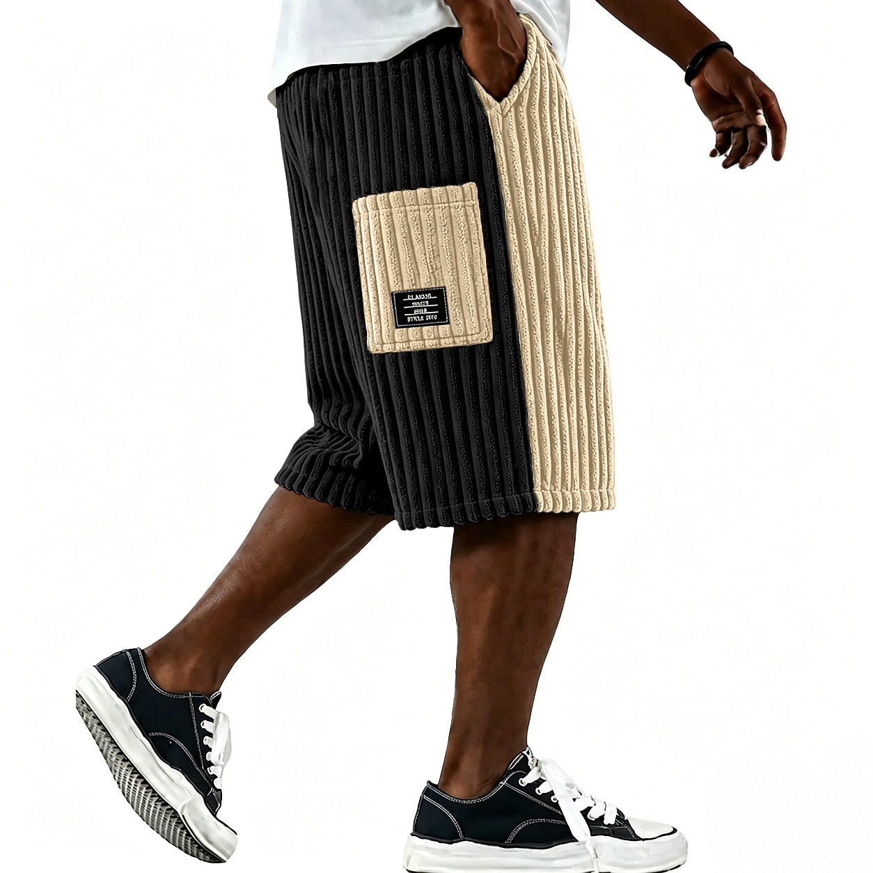 Colorblock  Corduroy Shorts
