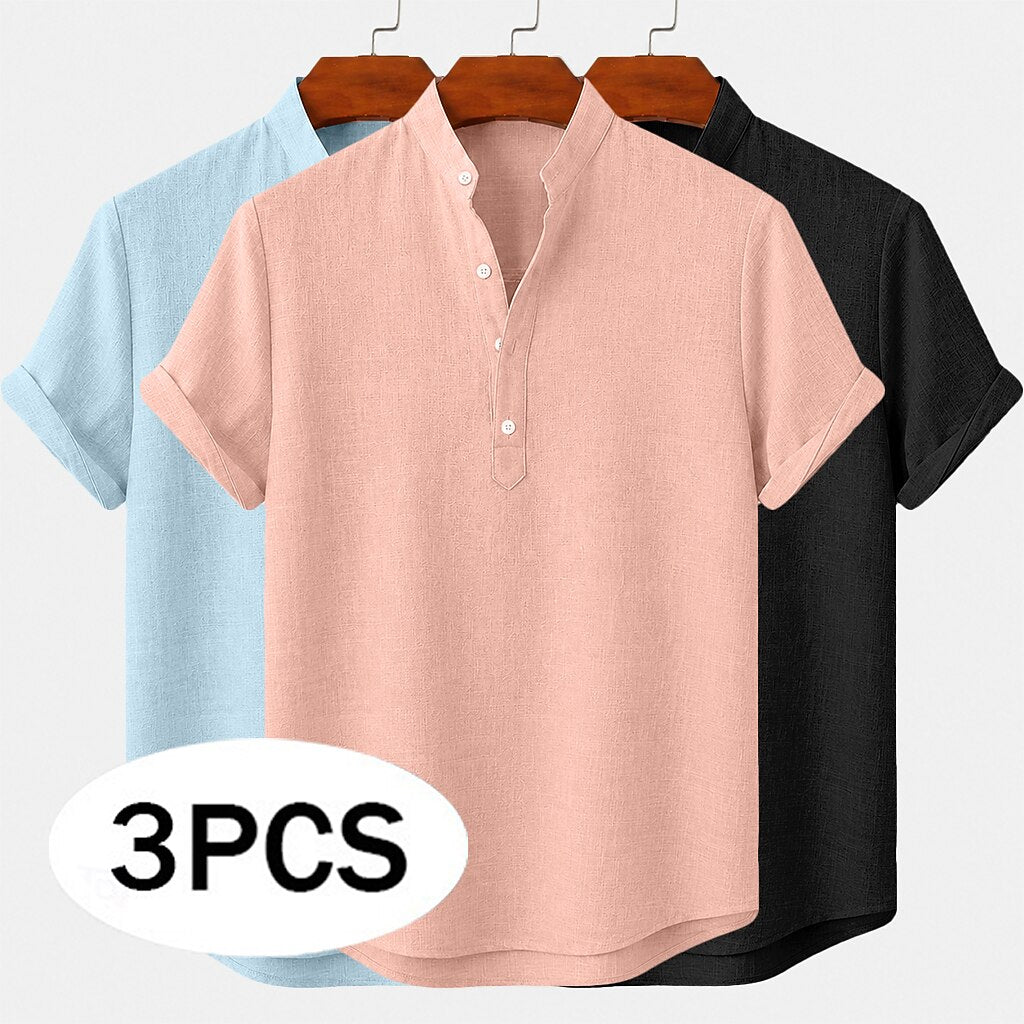 3-Pack Linen Popover Shirts