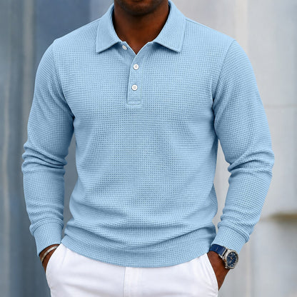 Casual Textured Waffle Polo Shirt
