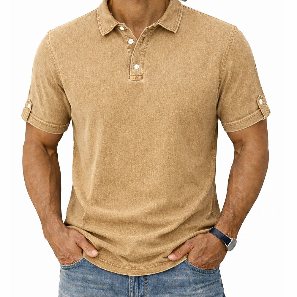 100% Cotton Acid Wash Polo Shirt