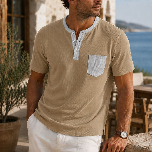 Men's Colorblock Waffle Henley T-Shirt