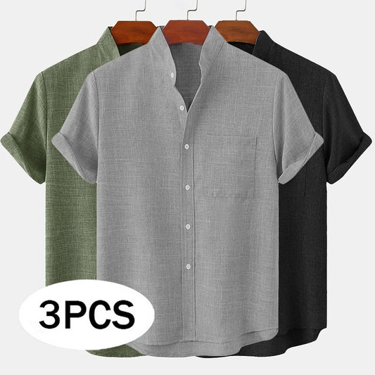 3-Piece Men's Linen Shirt - Soft & Breathable