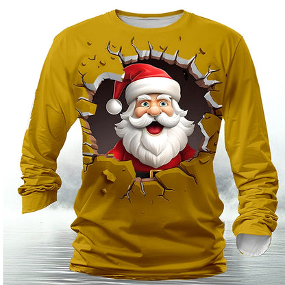 Men's Santa Christmas Holiday Long Sleeve Tee