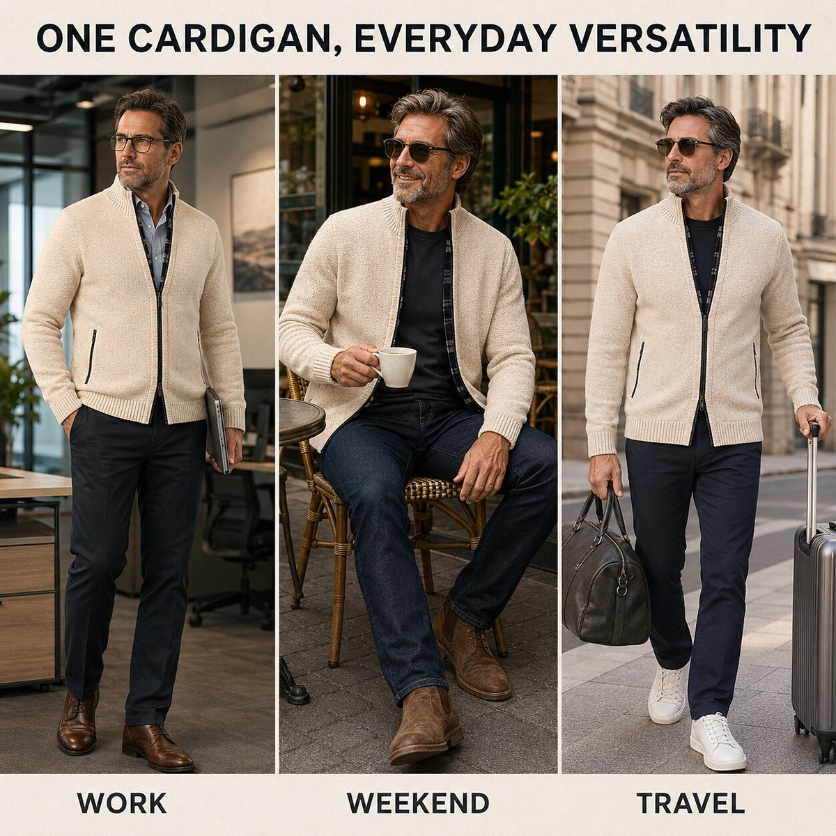 Fleece Ribbed Knit Zip Up Sweater Cardigan