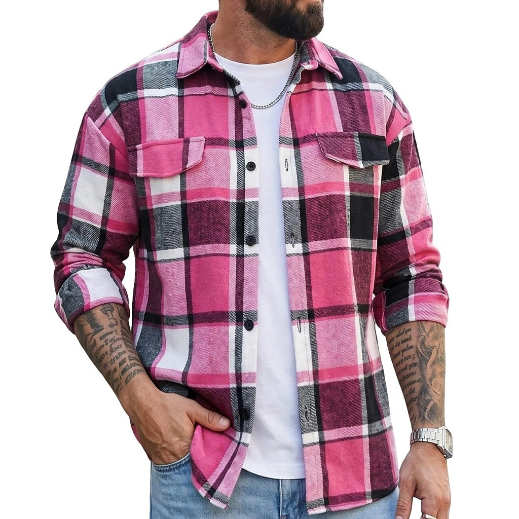 Classic Plaid Button Up Flannel Shirt