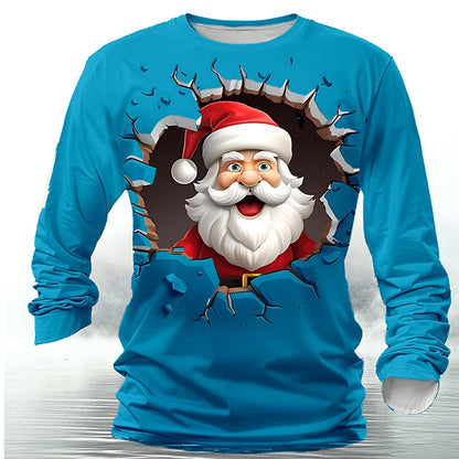 Men's Santa Christmas Holiday Long Sleeve Tee
