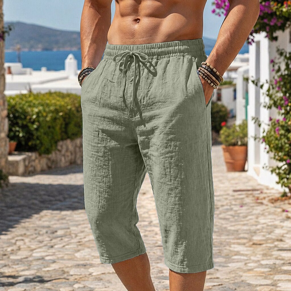 Breathable Linen Shorts With Elastic Waist