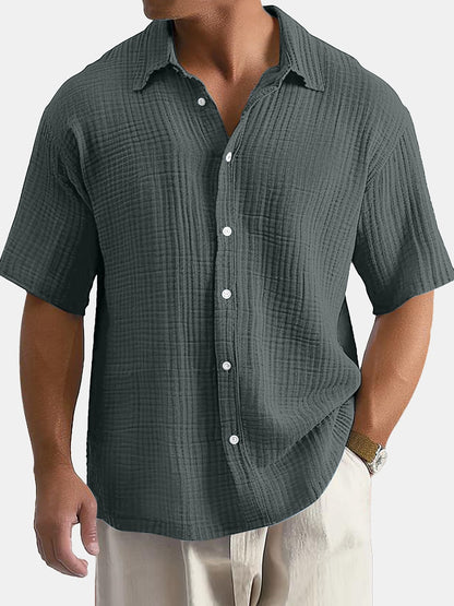 100% Cotton Textured Shirt - Short Sleeve Summer Essential