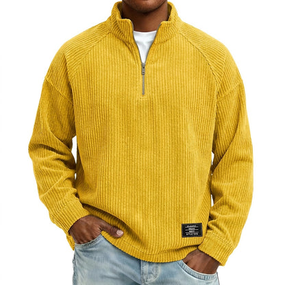 Corduroy Half Zip Mockneck Polo