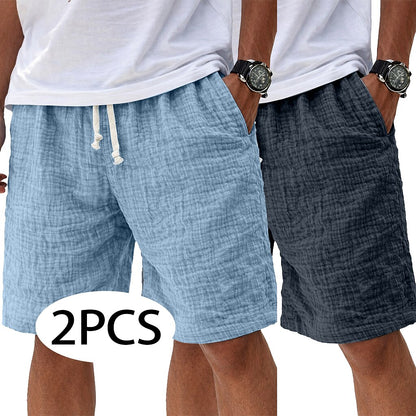 2Pcs Lightweight Linen Shorts