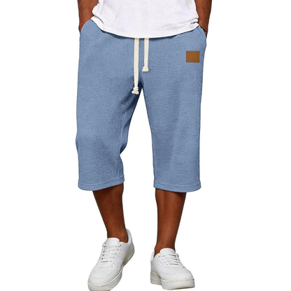 Pocketed Elastic Waist Waffle Shorts