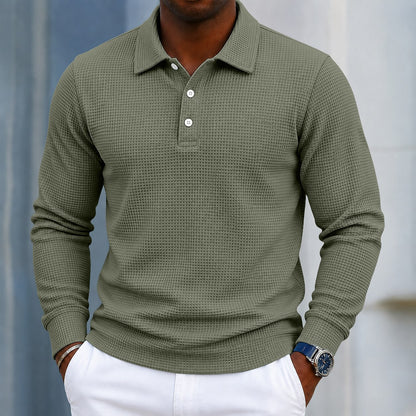 Casual Textured Waffle Polo Shirt