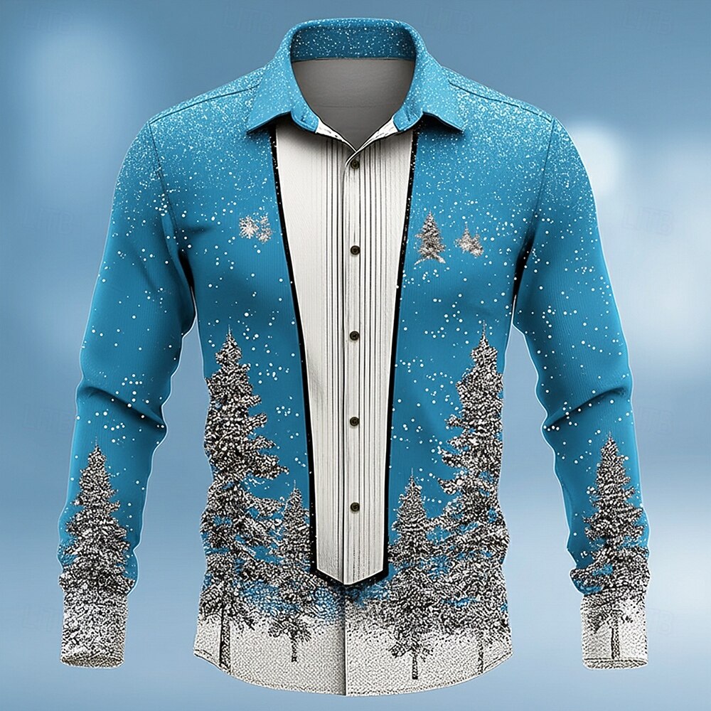 Men's Christmas Faux Collar Tuxedo Shirt