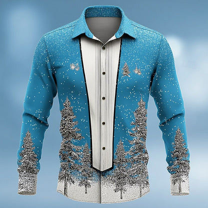 Men's Christmas Faux Collar Tuxedo Shirt