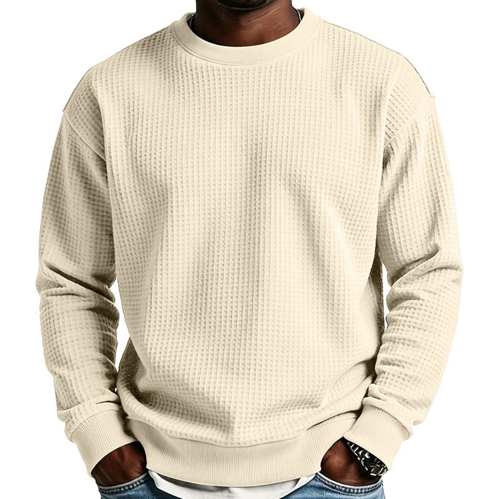 Classic Waffle Knit Crew Neck Sweatshirt