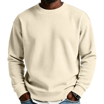 Classic Waffle Knit Crew Neck Sweatshirt