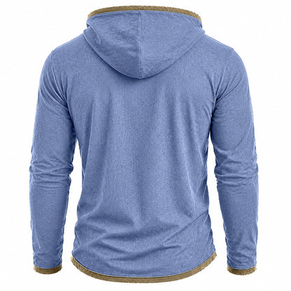 Vintage Colorblock 100% Cotton Hooded Pullover