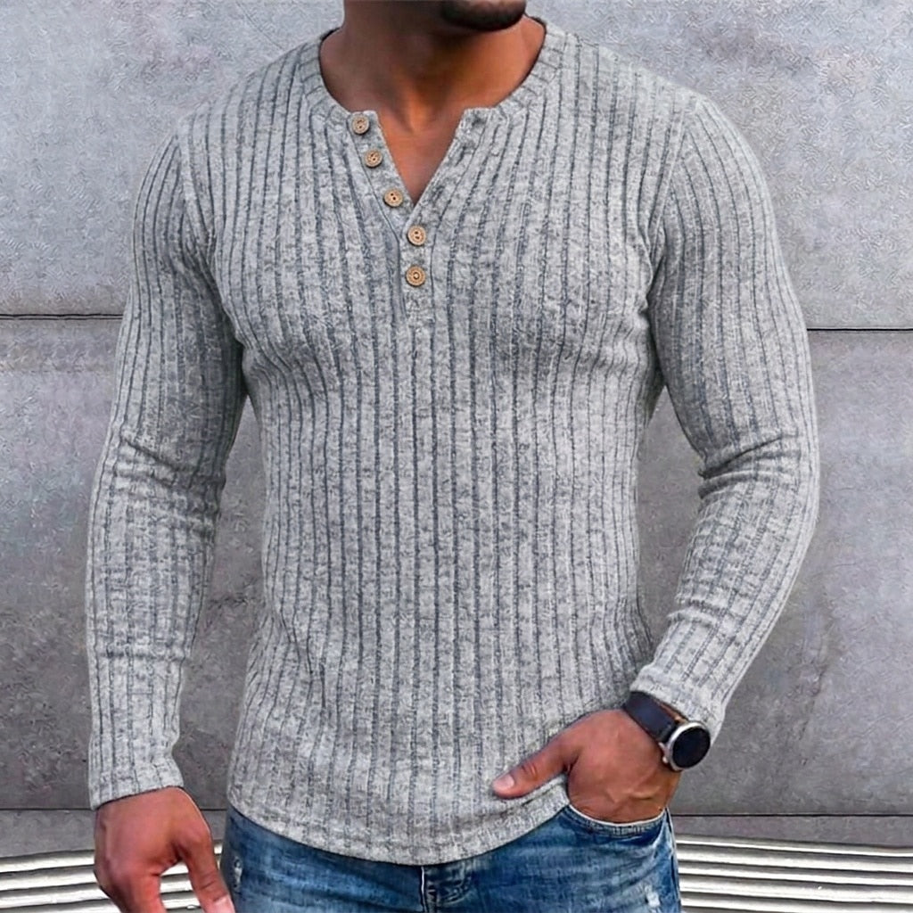 Vintage Ribbed Fleece Henley Shirt
