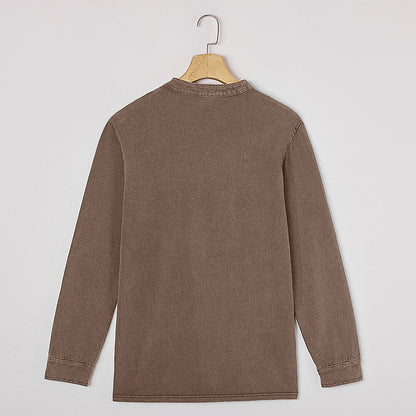 Vintage Washed Cotton Henley T-Shirt