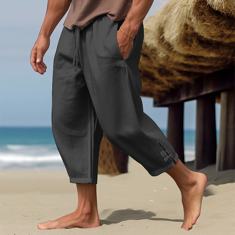Men's Summer Linen Pants - Straight Leg Baggy Casual Style