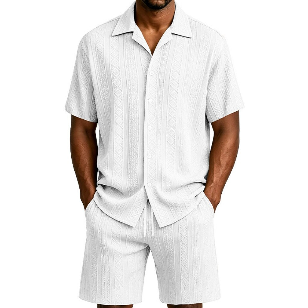 Men's Jacquard Shirt & Shorts Set