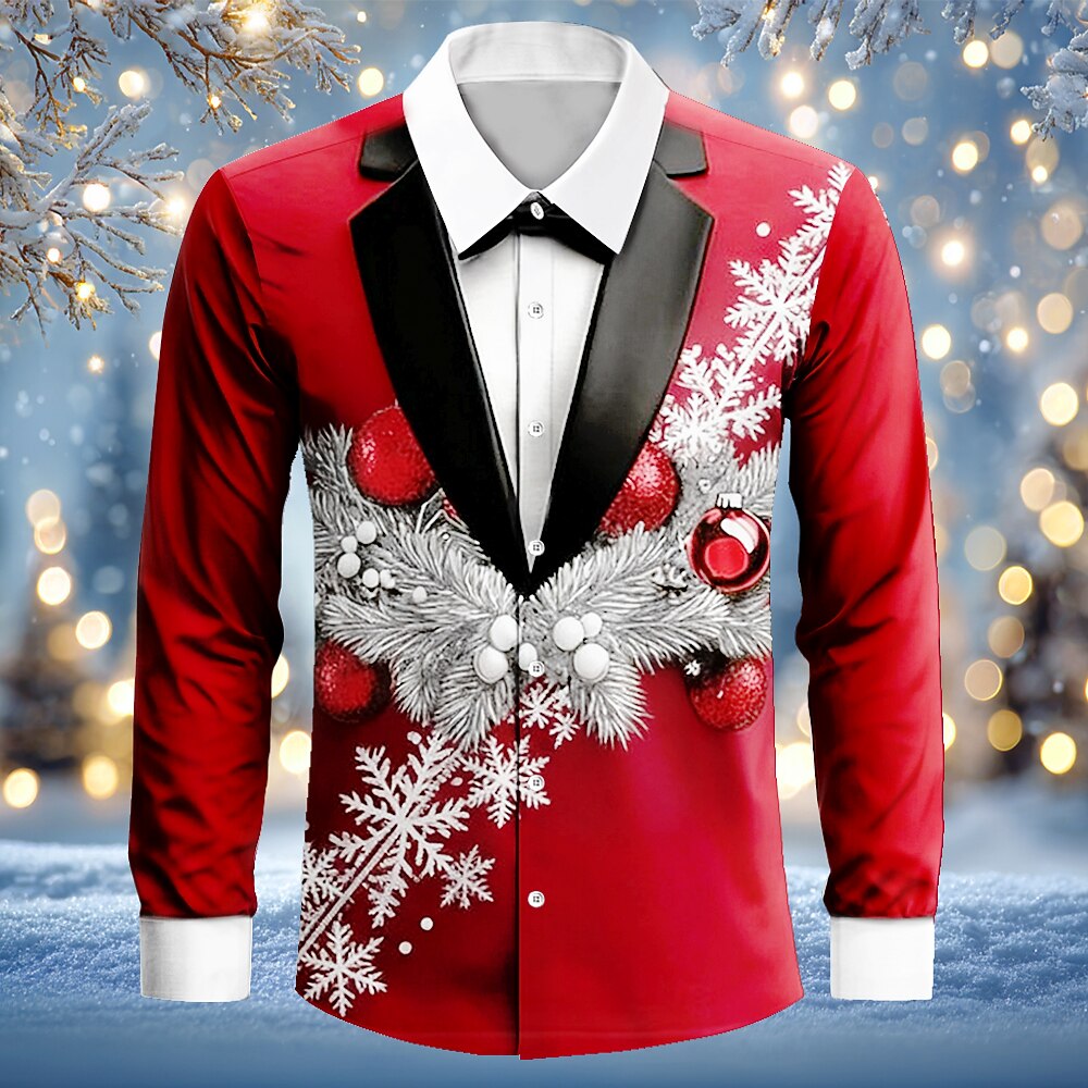 Men's Christmas Lights Tuxedo Print Shirt