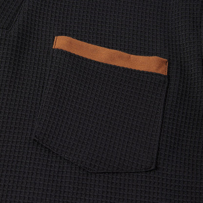 Colorblock V-neck Waffle Henley Shirts