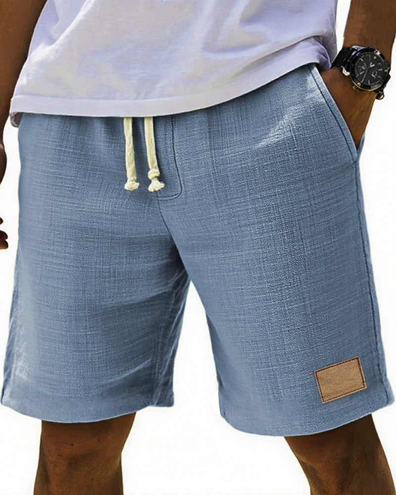 Men's Beach Linen Shorts-Drawstring Waist, Casual Summer Wear