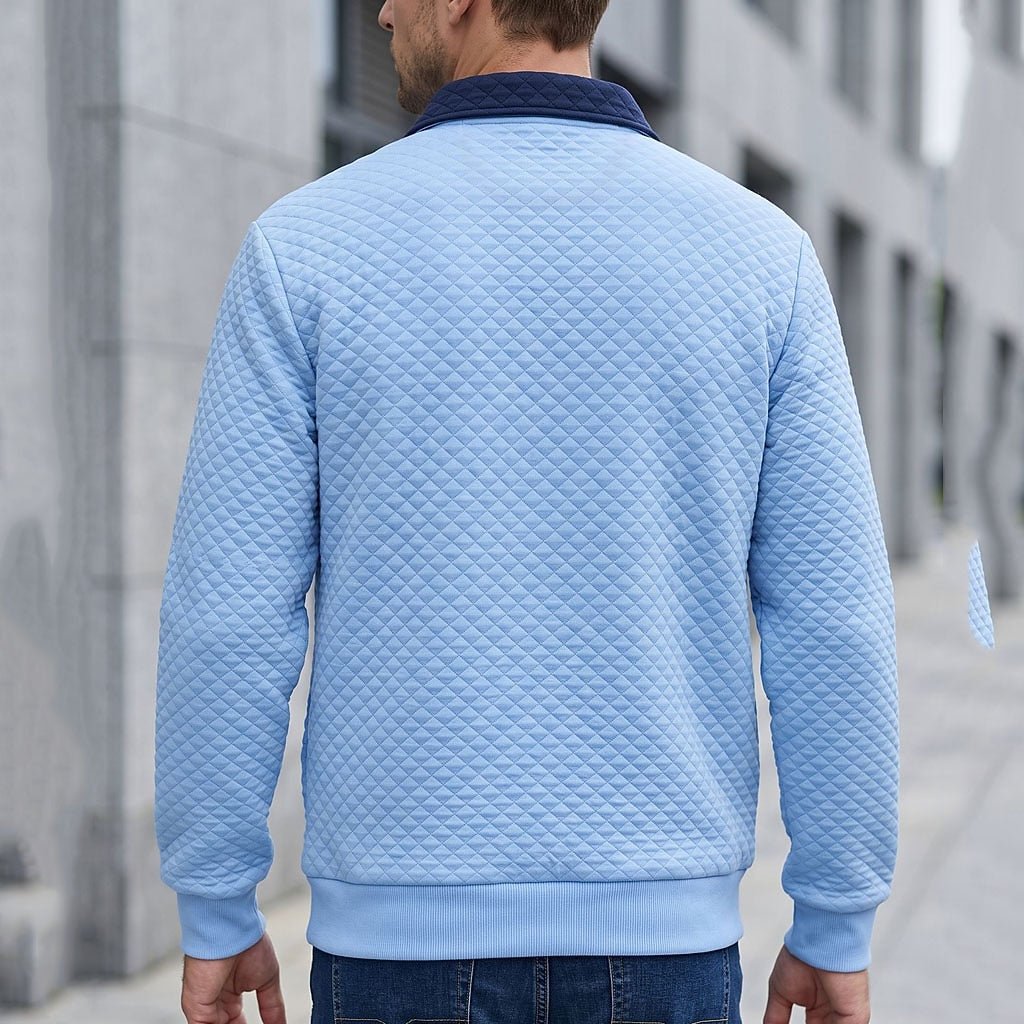 Colorblock Waffle Quarter-Zip Sweatshirt
