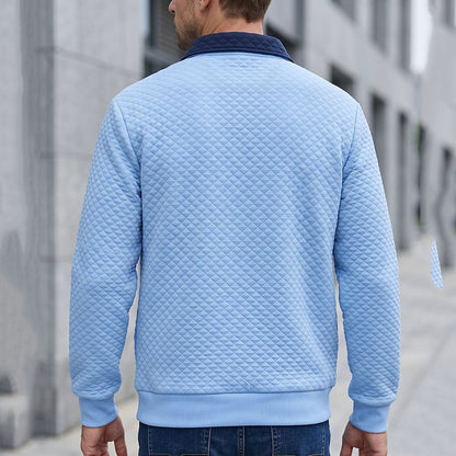 Colorblock Waffle Quarter-Zip Sweatshirt