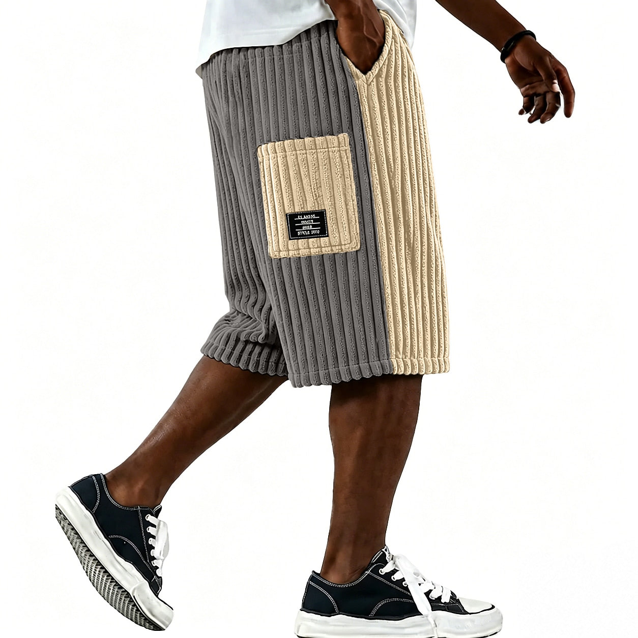 Colorblock  Corduroy Shorts
