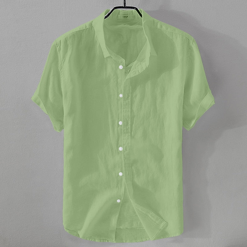 Men's Linen Summer Shirt - Casual Button-Up