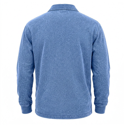 Broken-In Zip Up Cotton Polo Shirt