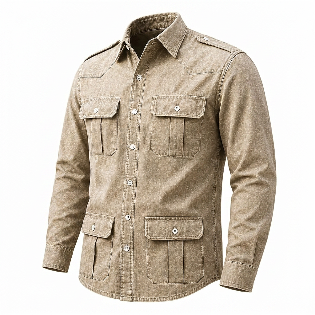 Vintage Washed Cotton Western Shirt