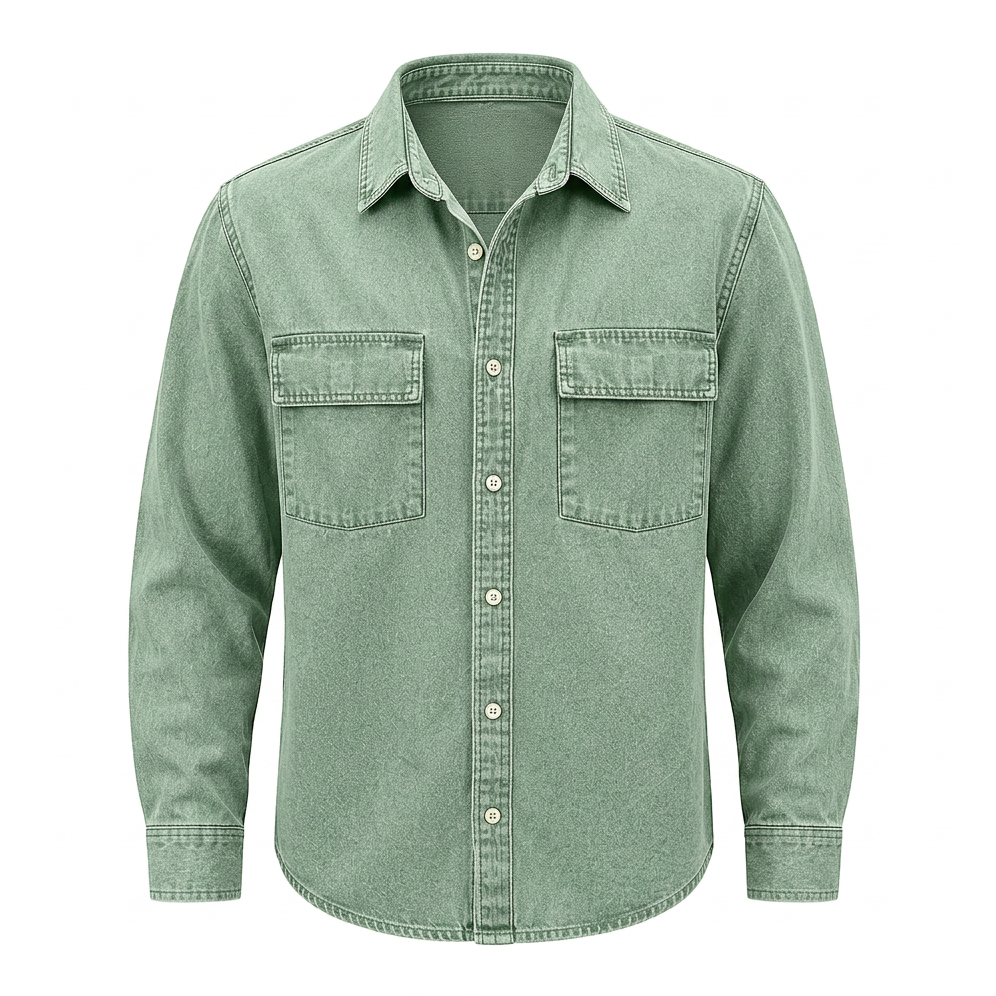 Vintage Washed Cotton Pocketed Demin Shirt