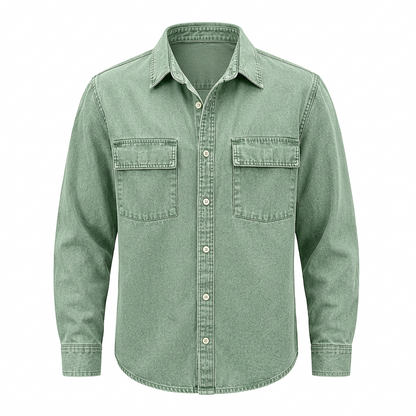 Vintage Washed Cotton Pocketed Demin Shirt