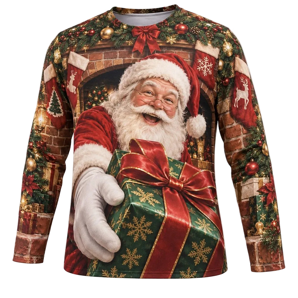 Men's Santa Claus Long Sleeve Graphic Tee