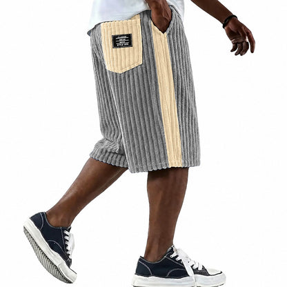 Textured Corduroy Shorts With Pocket