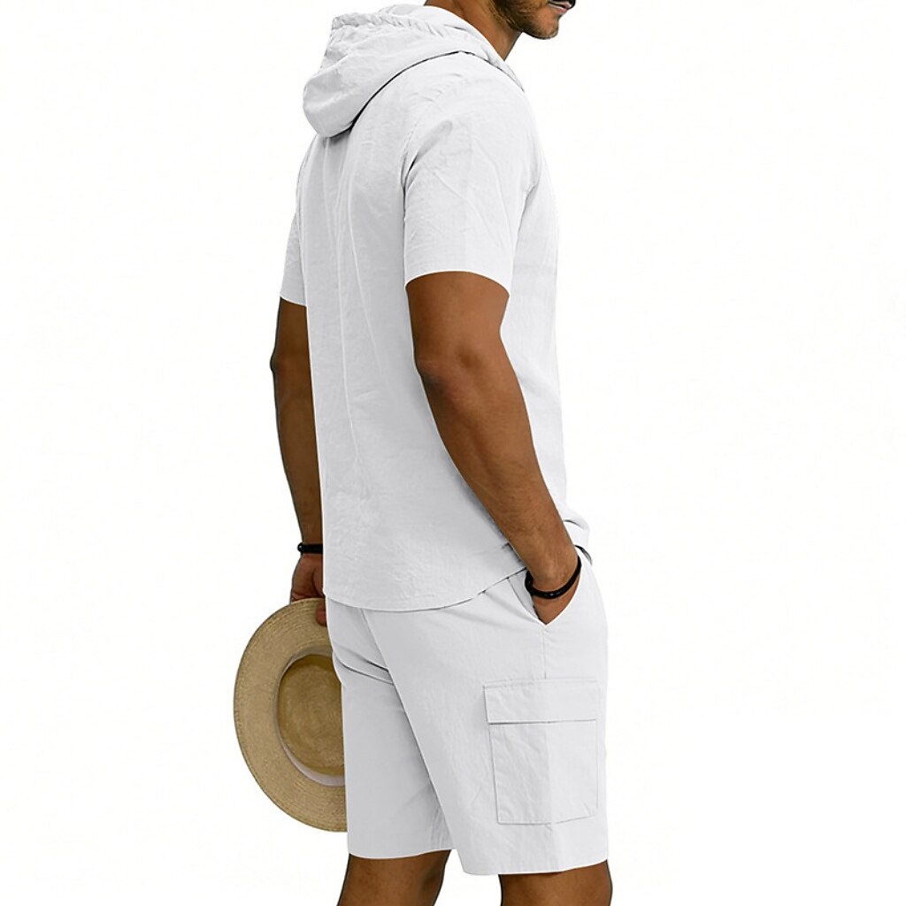 Men's 2-Piece Linen Set-Shirt and Shorts