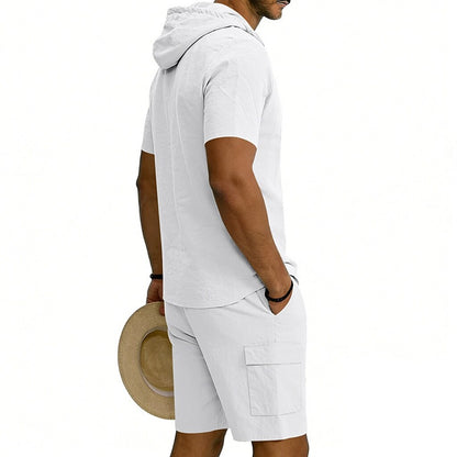 Men's 2-Piece Linen Set-Shirt and Shorts